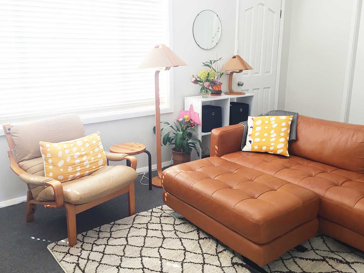 living room caramel couch