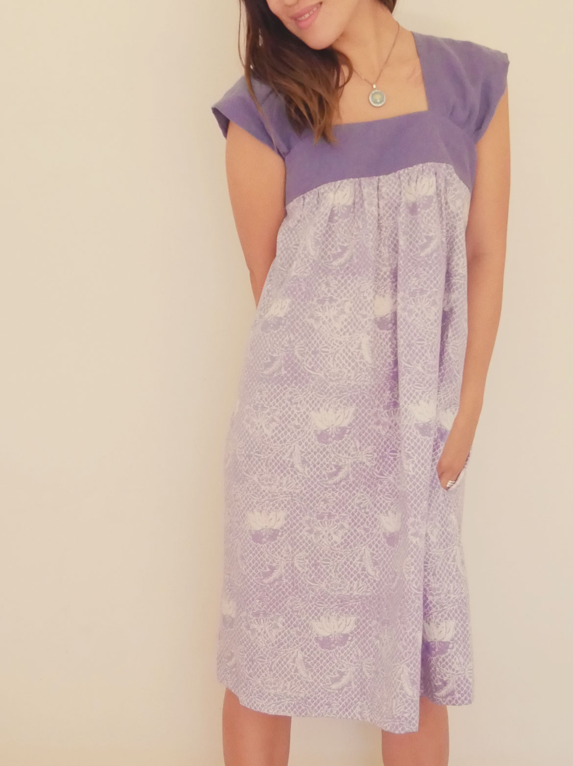 Yoshiko Tsukiori Pattern Dress in Blue Linen - Sew in Love